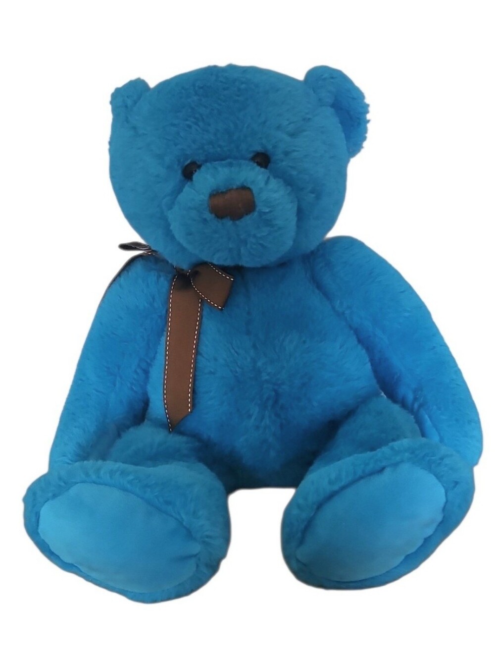 Gitzy Plush Blue Teddy Bear with Brown Bow